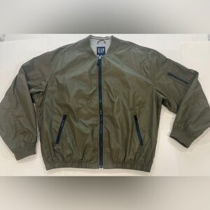 Gap Olive Green Khaki Lightweight Bomber MA-1 Jacket Zipper Pockets Twilight XXL
